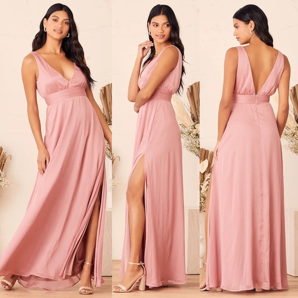 Lulus Dresses & Skirts - ☆Lulu's Stand By You Rose Pink Chiffon Sleeveless Maxi Dress☆